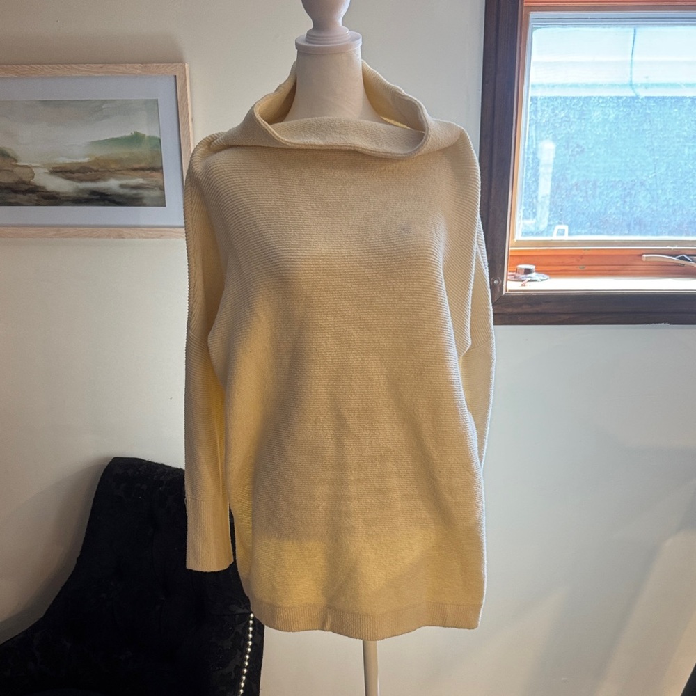 Free People Cream Cowl Neck Sweater